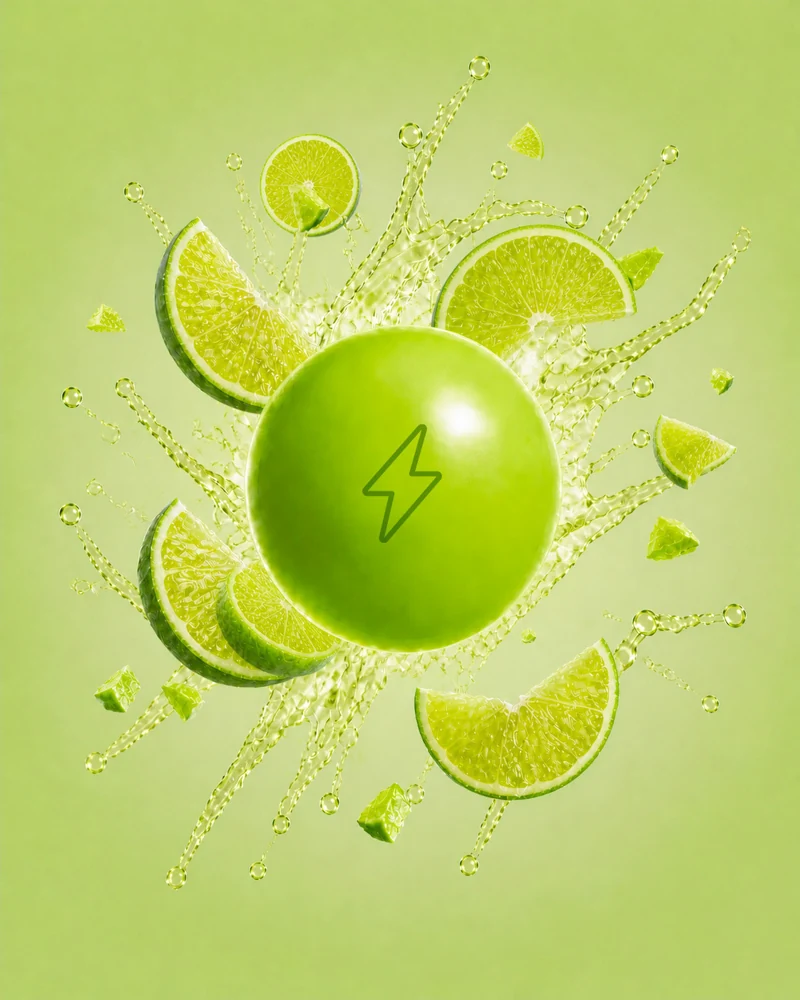 A green NRGZ pearl surrounded by lime slices